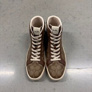 Coach High Top Sneaker Shoes Men Size 13 Brown and Beige Leather